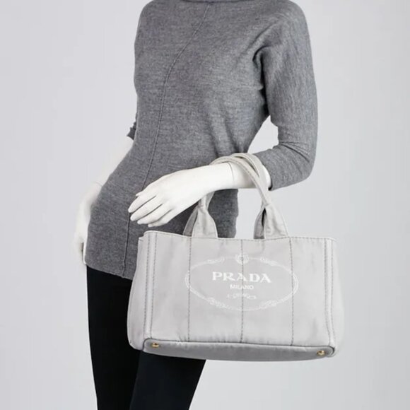 Authentic Prada Medium Canapa Logo Denim Tote bag - Picture 7 of 15